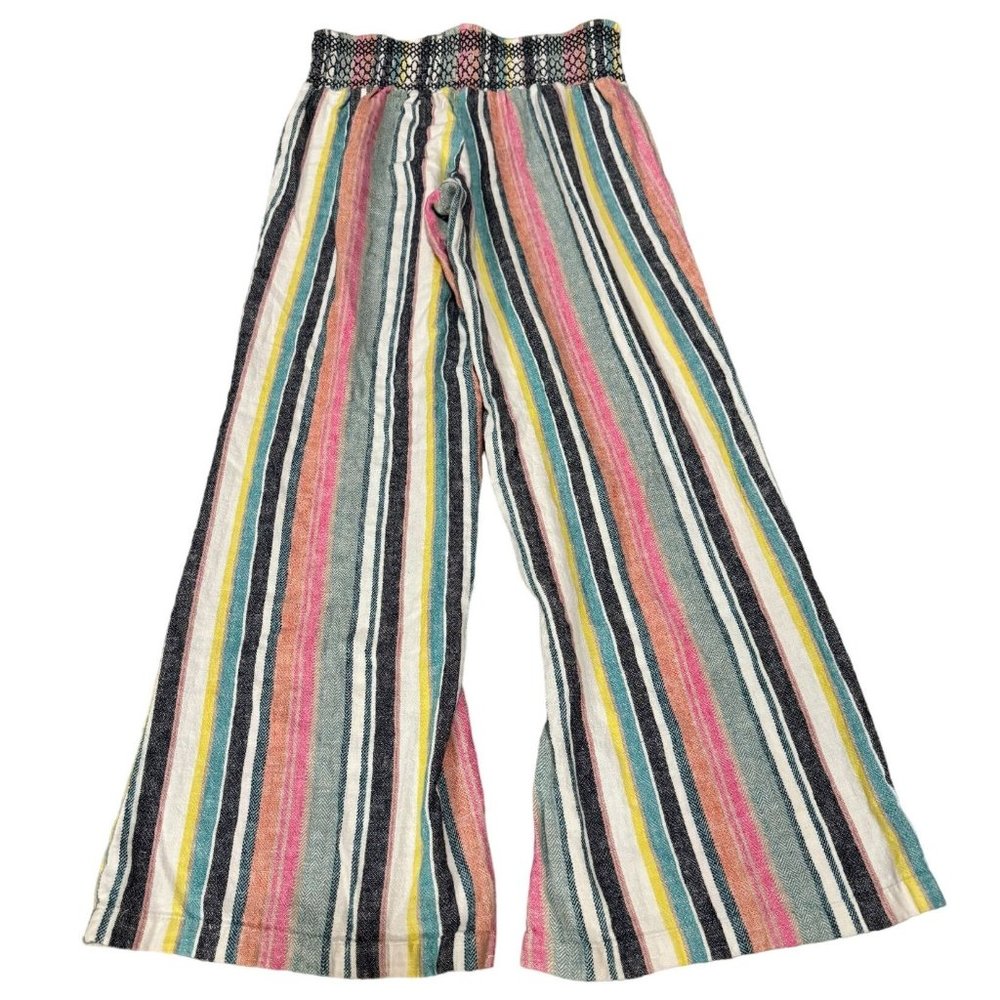 SO MULTI COLOR STRIPPED WIDE‎ LEG PANTS SIZE LARGE | E2